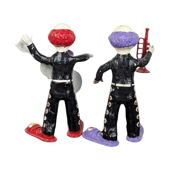 Vintage Mexican Paper Mache Musician Clowns: Pair of Folk Art Figurines - Picture 2 of 8